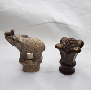 Two Vintage Lamp Finials Elephant And Pineapple British Colonial Aesthetic